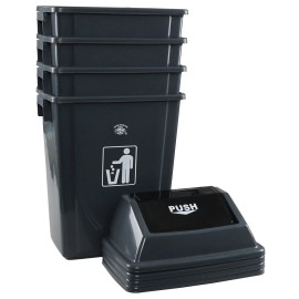 Cand 18 Gallon Large Kitchen Plastic Trash Can with Swing Lid, 4Pack Garbage Can