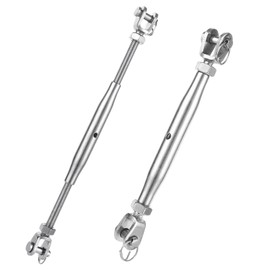 Acrux7 2 Pack 3/8 Inch M10 Turnbuckles, Stainless Steel Jaw and Jaw Turnbuckle Heavy Duty Rust & Corrosion & Acid Resistance Rigging Screw Closed Body Turnbuckle for Cable Wire Rope Tension