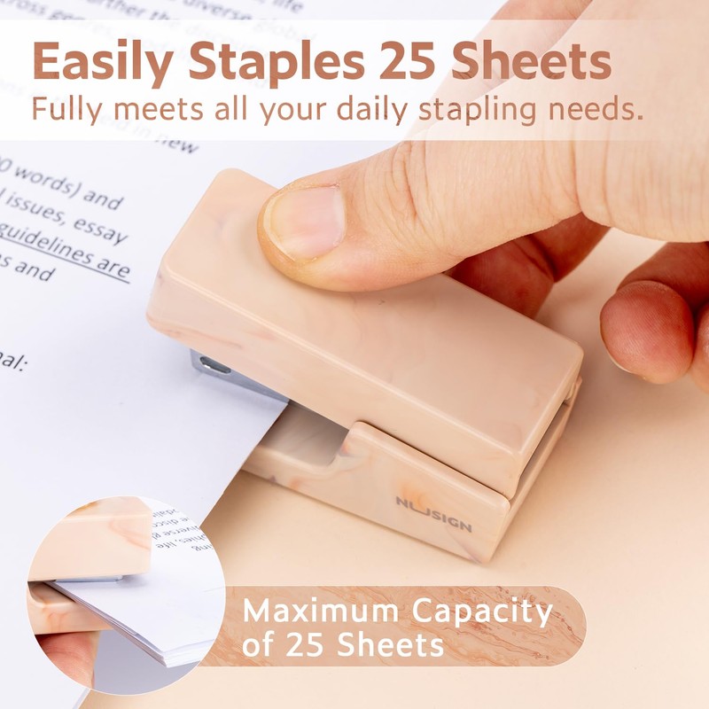 NUSIGN Mini Stapler with 830 Staples, Small Cute Desk Staplers,