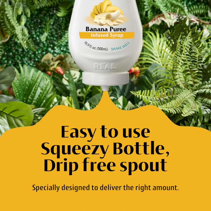 BANANA REÀL, Banana Puree Infused Syrup, 16.9 FL OZ Squeezable