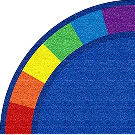 Kid Carpet Colors Corner Quarter Circle Nylon Area Rug, 6' x 6', Multicolored