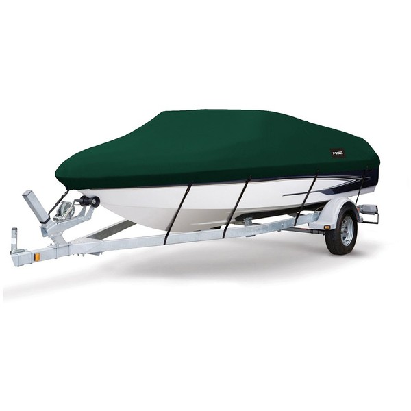 MSC Heavy Duty 600D Marine Grade Polyester Canvas Trailerable Waterproof Boat Cover,Fits V-Hull,Tri-Hull, Runabout Boat Cover (Model B - Length:14'-16' Beam Width: up to 90", Forest Green)