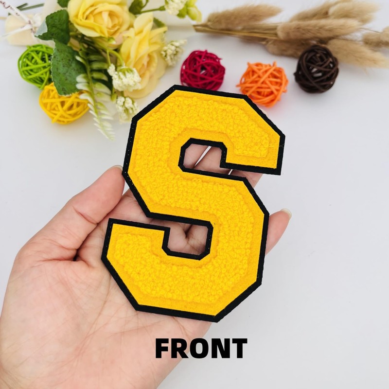 1 PCS 4.2" Yellow Chenille Letter Patches, Iron on Patches