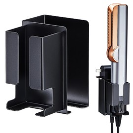 Hair Straightener Holder Wall Mount, Hair Dryer and Straightener Holder, Adhesive Hair Tool Organizer, Hair Dryer Holder for Bathroom, Flat Iron Holder for Blow Dryer, Curling Iron Storage (Black)