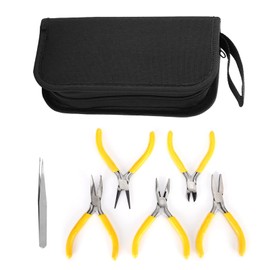 Juego de Alicates para Joyería, 5 Piezas, Herramienta para Hacer Joyas, Alicates Profesionales para Joyería, Kit de Herramientas con Alicates de Punta Redonda y Cortador de