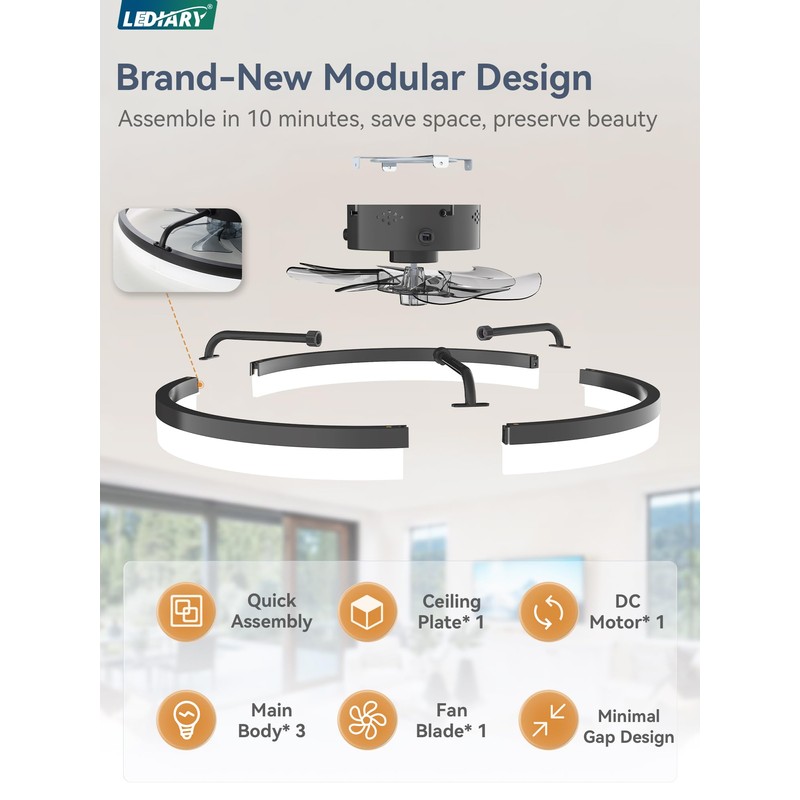 20" Low Profile Ceiling Fans with Lights, APP & Remote,