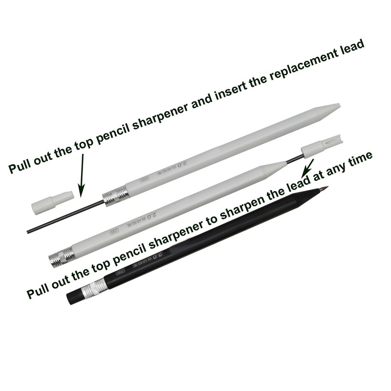 Maydahui 12 PCS Triangular Pole Mechanical Pencil with Sharpener Novelty