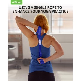 Trideer Stretching Strap Yoga Strap Physical Therapy for Home Workout, Exercise, Pilates and Gymnastics, 10 Loops Non-Elastic Stretch Bands with Aesthetic Packaging for Women & Men (Dark Blue)