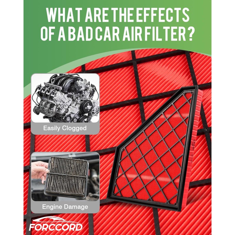 Forccord - Paquete de 2 filtros de aire para motor