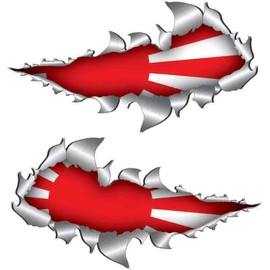 Small Size Japanese Flag Metal Rip Open Sticker