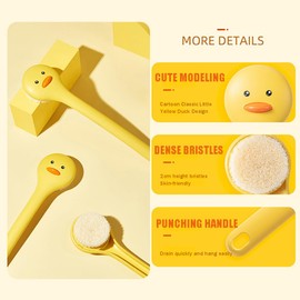 Ouliget Long Handle Shower Brush Bath Brush,Softer bristles Body Back Brush with Flower Hooks,Back Scrubber Body Exfoliator for Wet or Dry Brushing,14 inch