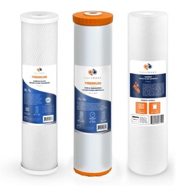 Aquaboon 5 Micron 20 x 4.5 Sediment, Iron & Manganese, CTO Whole House Water Filters Replacement Cartridges Set for 3-Stage Water Filter System