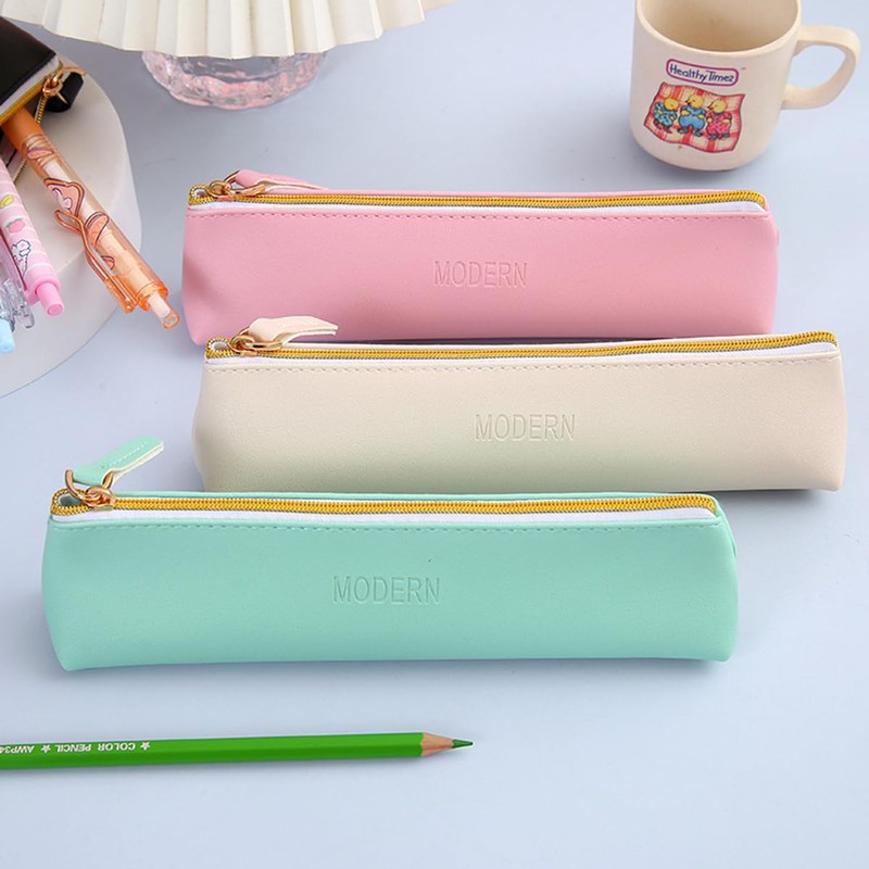 AIMALL PU Leather Pencil Case, Portable Makeup Cosmetic Bag, Small