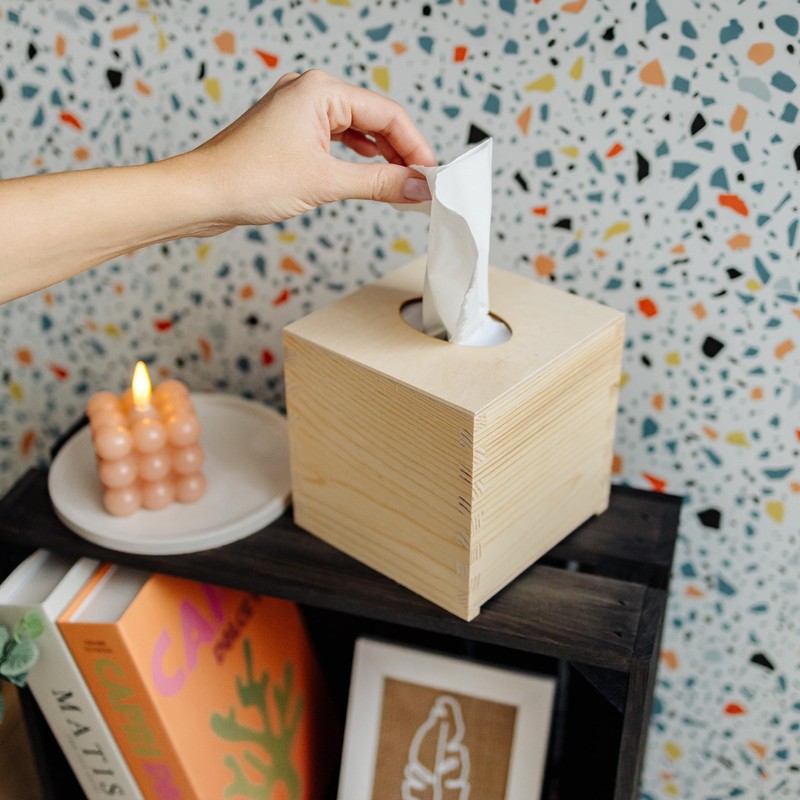 Creative Deco Square Cosmetic Tissue Box Wooden Tissue Box |