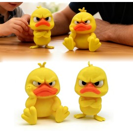 Nexalithix 2-Pack Funny Angry Duck Figurines, 3D Printed Little Yellow Ducks, Cute Angry Yellow Duck Desk Decor, Duck Decoration for Computer, Car & Dorm, Funny Gift Ideas