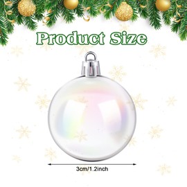 Jutom Iridescent Ornaments Plastic Clear Bubble Hanging Ornaments Balls Bulk Wedding Decorative Hanging Ornaments DIY Craft for Birthday Graduation Party Decor(1.18 Inch, 24 Pcs)