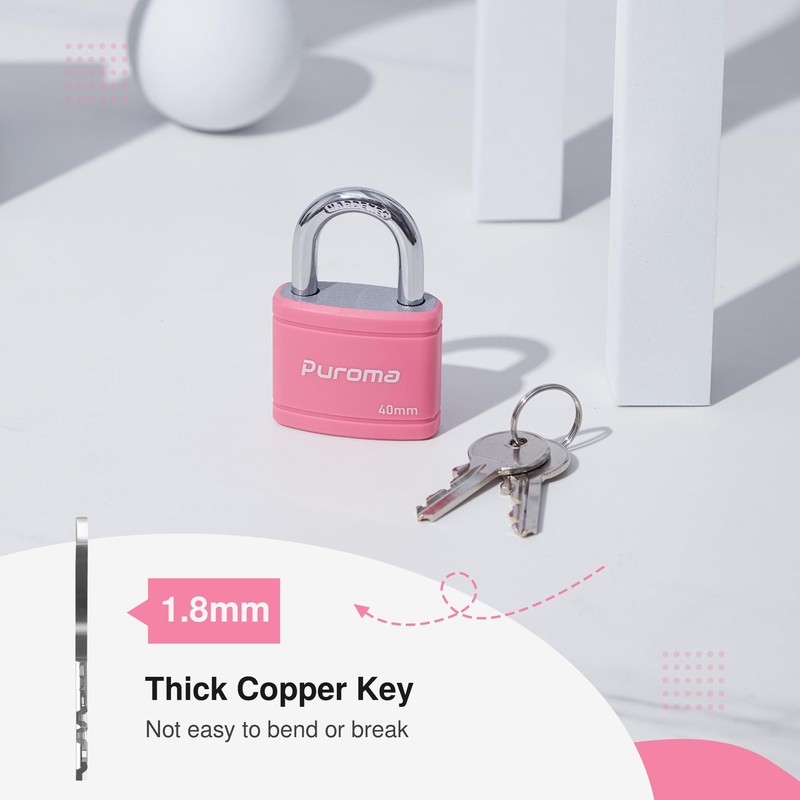 Puroma Keyed Padlock with 2 Keys Alike, 7/8 Inch Locker