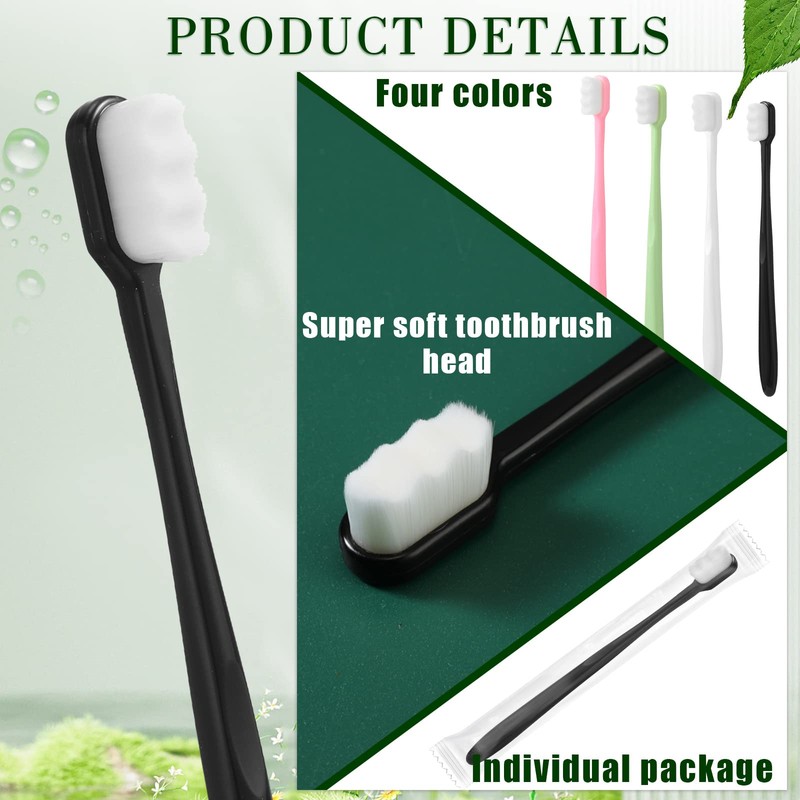 Pinkunn 36 Pcs Soft Bristle Toothbrush Micro Nano Manual Toothbrush