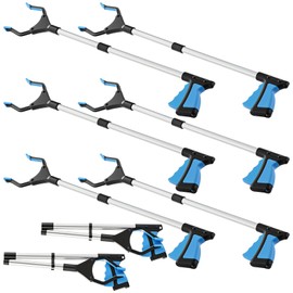 Ctosree 8 Pack 32" Trash Grabber Reacher Tool for Elderly, Foldable Litter Picker Upper, Lightweight Trash Pick up Stick, Long Handy Mobility Aids for Home Garden Arm Extension(Blue)