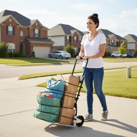 Leeyoung Dolly Cart and Folding Hand Truck，Heavy Duty 331lb Capacity Dolly for Moving，Aluminum Wheel Bracket and Steel Tube，Foldable Hand Truck with Anti-Slip Silent Wheels for Indoor/Outdoor Moving