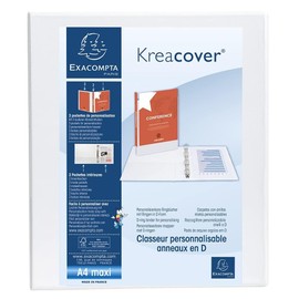 Exacompta Kreacover 51842E Ring Binder Made of Solid Polypropylene 4 Rings 30 mm Spine 38 mm DIN A4+ Pack of 1 White