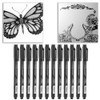 12pcs Micron Liner Fine Tip Marker Pen Black Water Based