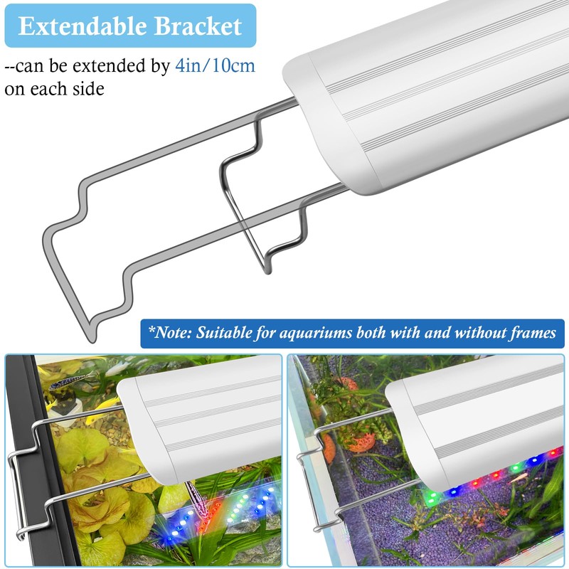FEDOUR 30-50cm LED Aquarium Light with Timer&10-Level Brightness Adjustment, Full