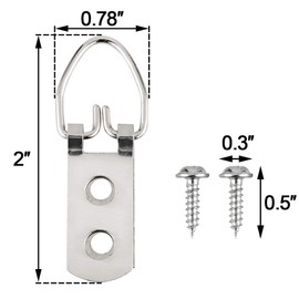 50 Pack ANCIRS 50 lbs Heavy Duty D-Ring Picture Hangers, Picture Hanging Hooks, Double Hole with Screws for Home Decoration, Picture Frame Hanging Kit- Steel
