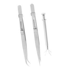 KONTONTY Stainless Steel Tweezers Jeweler's Gem Tweezers for Piercing and Crafting