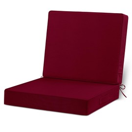 cozyide 22x22 Outdoor Cushions for Patio Furniture, Waterproof Outdoor Chair Cushions with Non-Slip Ties and Handle, Washable Deep Seat Cushions for Outdoor Furniture with Removable Cover, Burgundy