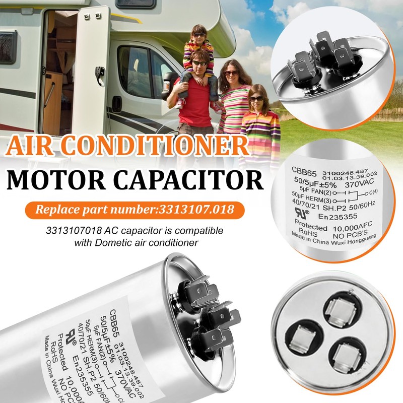 3313107.018 Capacitor Compatible with dometic RV Air Conditioner, 50/5uf±5%, 370VAC