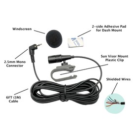 2.5mm Microphone Mic Handsfree Dash Car Stereo Receiver Compatible for Pioneer FH MVH MXTX SPH DMH DXT - Series DMH-100BT DMH-1500NEX DMH-2660NEX FH-S52BT MVH-1400NEX MVH-200EX MVH-210EX MVH-300EX