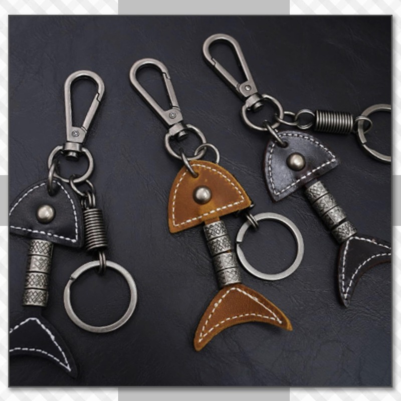Chrome Crane WB139 Keychain Key Ring Key Leather Charm Fish