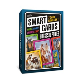 100 PICS SMART CARDS Horses & Ponies, Gift, Stocking Filler, Travel Game, 7 games in 1, Pairs, Snap, Trumps, Rummy, Memory Quiz, Learn Facts, Age 5+, 1-8 Players