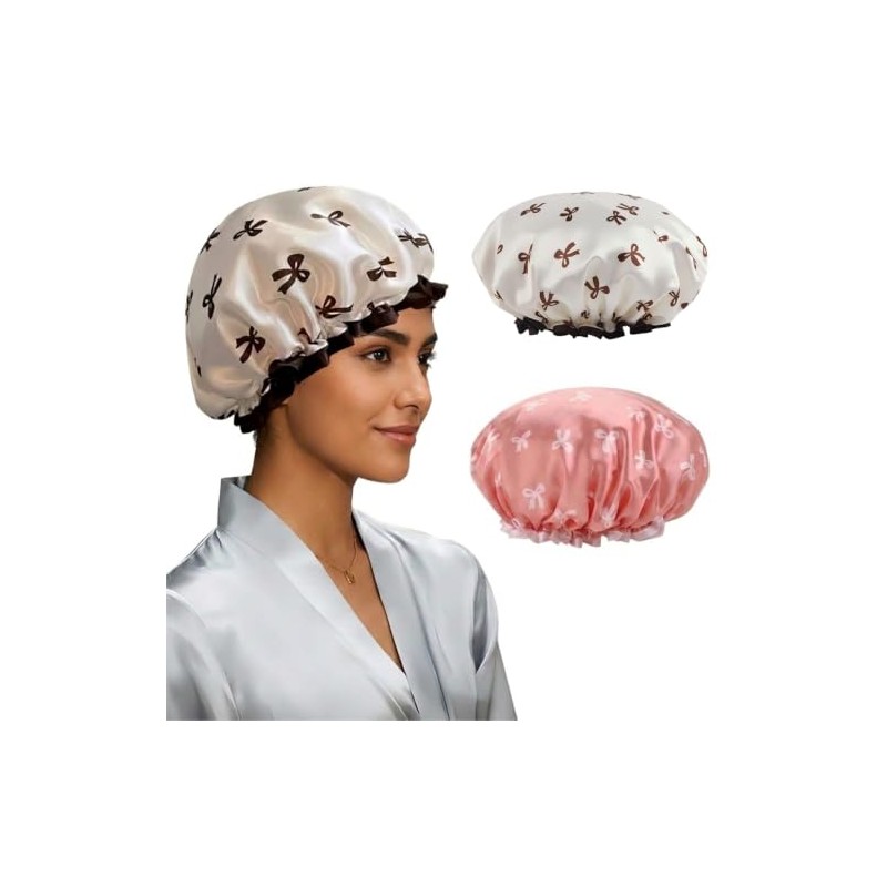 2Pzs Gorro de Ducha Grande Reutilizable de Doble Capa Impermeable