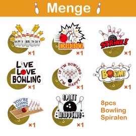 Bowling Decoration Pack of 8 Spiral Streamers Bowling Party Hanging Decoration Children's Birthday Garden Party Foil Spirals Bowling Birthday Decoration