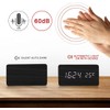 Wooden Digital Alarm Clock with Wireless Charging, 3 Alarms LED