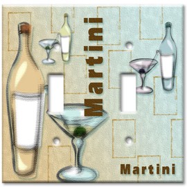 Art Plates - Double Gang Toggle OVERSIZE Switch Plate/OVER SIZE Wall Plate - Martini