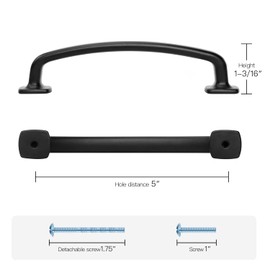 Ravinte Arch Cabinet Pulls Solid 10 Pack 5 Inch Matte Black Kitchen Cabinet Handles Flat Square Foot Curved Drawer Pulls Hardware for Kitchen Cabinet