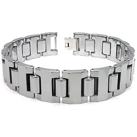 Tungsten Carbide 16MM Men's Link Bracelet Sz 8.5"