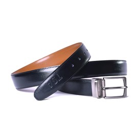 Men's Leather Belt, TSA Leather Belt For Mens. Reversible, Trim To Fit, Double Sided,Black-Tan (34)