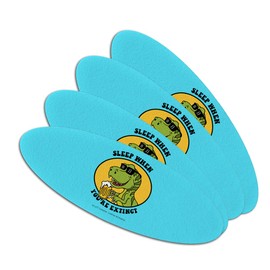 Sleep When Your Extinct Dinosaur Funny Humor Double-Sided Oval Nail File Emery Board Set 4 Pack