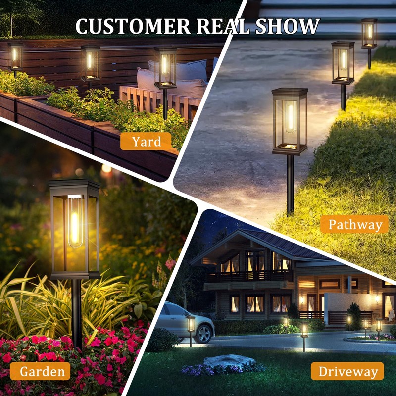 TEZKOLES 8 Pack Solar Pathway Lights Outdoor, IP65 Waterproof Solar