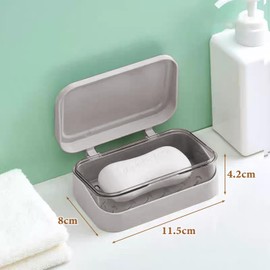 Plastic Soap Box with Lid & Removable Drainer | Travel-Friendly | Elegant Design | Keeps Soap Dry