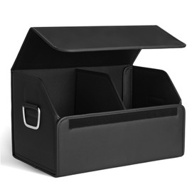 JEYODA Suede Leather Trunk Organizer, Large Capacity Soft Car Organizers and Storage,foldable,with lip, for Car SUV/Jeep/Sedan/Home/Camping (Black,Big)