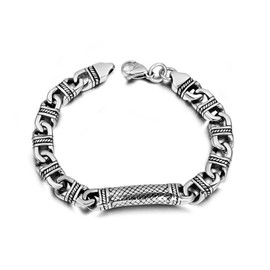 JadeAngel Mens Bracelet Stainless Steel Designer Inspired Jewelry Chunky Cuban Link Chain Viking Bracelet for Men Gift, 8.6 Inch