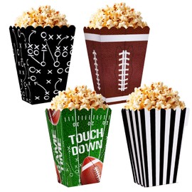 Football Party Supplies Football Party Decorations-24Pcs Football Popcorn Boxes Football Party Popcorn Buckets Football Food Plates for Gameday, Carnivals, Birthday, Sport, Party Decor