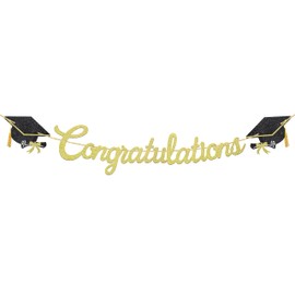 Graduation Garland for 2025, Decoration Graduation Banner Class of 2025, Grad Banner Gitter Graduation Party Decoration (Golden& Black, C)