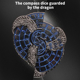 7-in-1 DND Dice Spinner Roulette Dice Fingertip Gyro, Metal Dice Rotating Dungeons and Dragons Starter Set with Gift Box Spinning Games, Fidget Dice Set for RPG MTG Table Games (Black Nickel Blue)