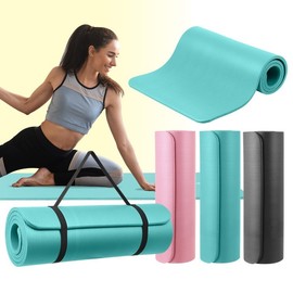 NBR 16mm Yoga Mat for Home Training, Noise Reduction, Posture Support, Healing Pilates Real Black
